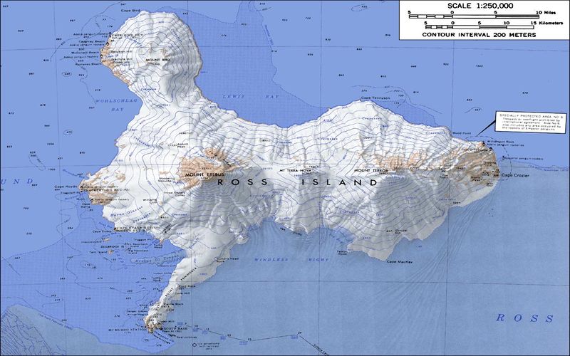 mapa del monte erebus